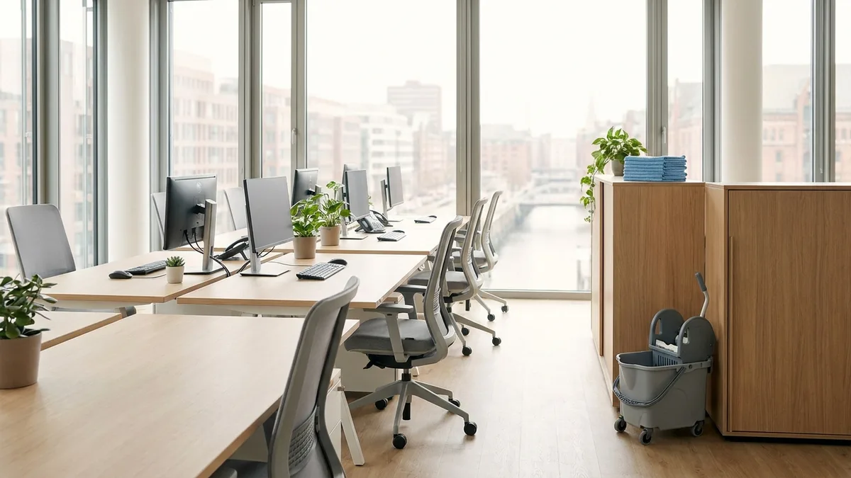 Sauberes modernes Büro in Hamburg vorbereitet für die professionelle Büroreinigung Hamburg