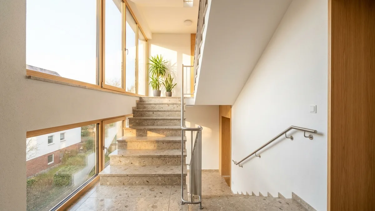 Sauber gepflegtes Treppenhaus in Hamburg – professionelle Treppenhausreinigung Hamburg für Wohngebäude.